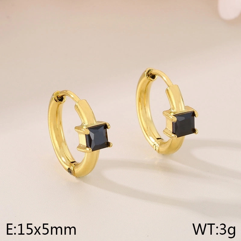 1 Pair Minimalist Commute Geometric 304 Stainless Steel 18K Gold Plated Earrings
