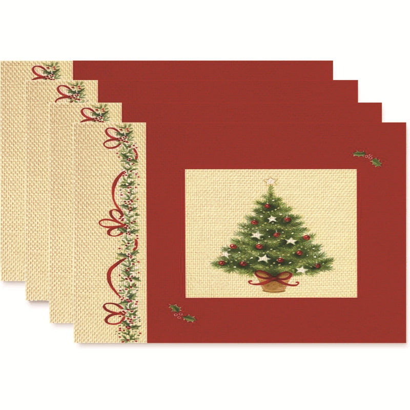 Christmas Nordic Style Christmas Tree Bow Knot Snowflake Linen Cotton And Linen Placemat