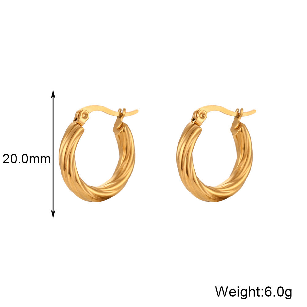 Fashion Round Geometric Stainless Steel 18K Gold Plated Earrings