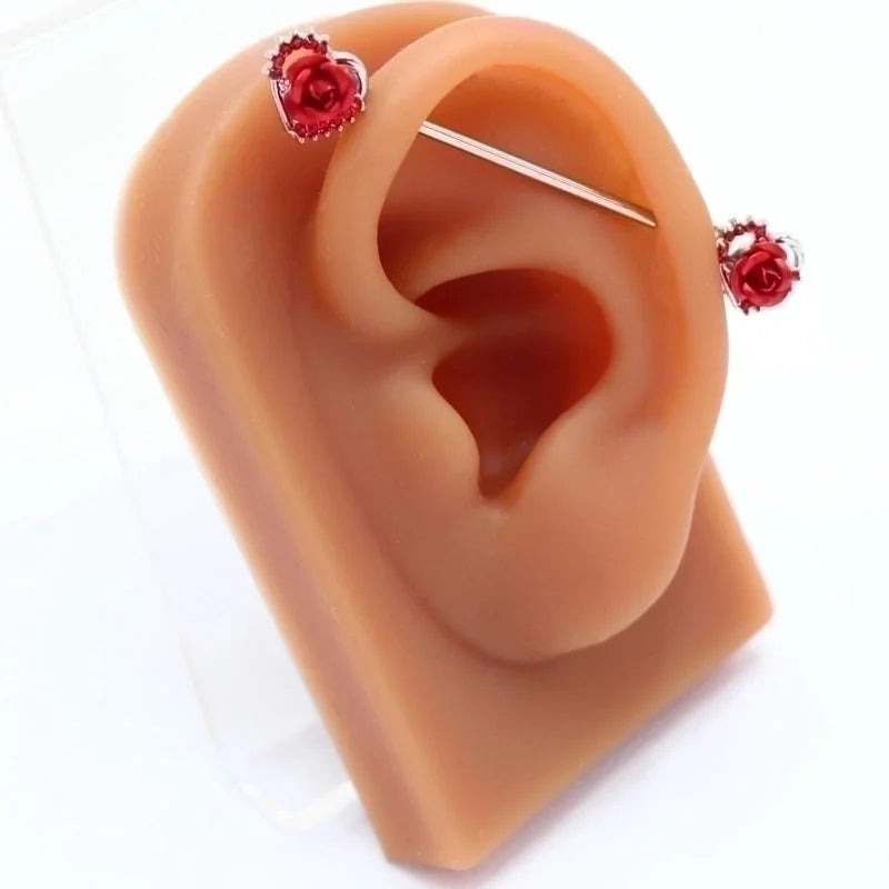 1 Piece Ear Cartilage Rings & Studs Fashion Heart Shape Rose Butterfly 316L Stainless Steel Alloy Copper Plating Inlay Rhinestones Glass White Gold Plated Gold Plated