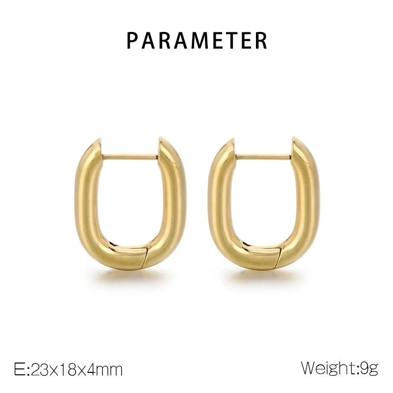 1 Pair Basic Minimalist Classic Style Geometric Star Solid Color 304 Stainless Steel 18K Gold Plated Hoop Earrings