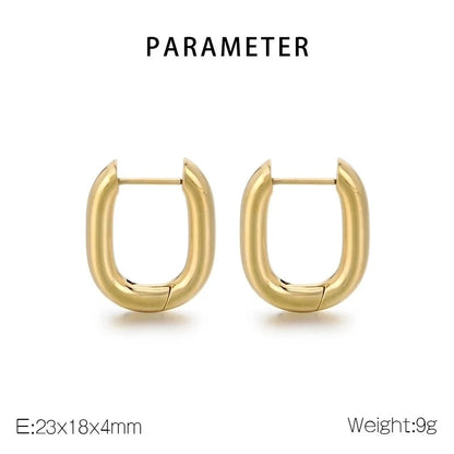 1 Pair Basic Minimalist Classic Style Geometric Star Solid Color 304 Stainless Steel 18K Gold Plated Hoop Earrings