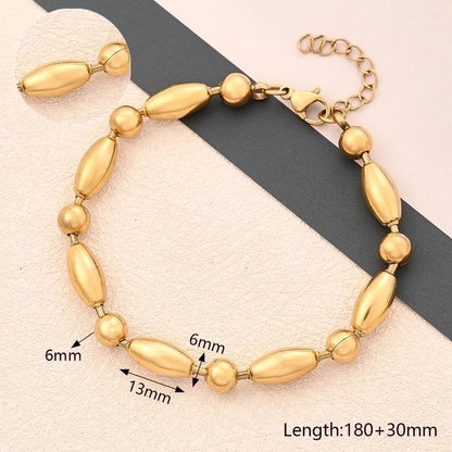 Casual Minimalist Round Oval Solid Color 304 Stainless Steel 18K Gold Plated Bracelets In Bulk