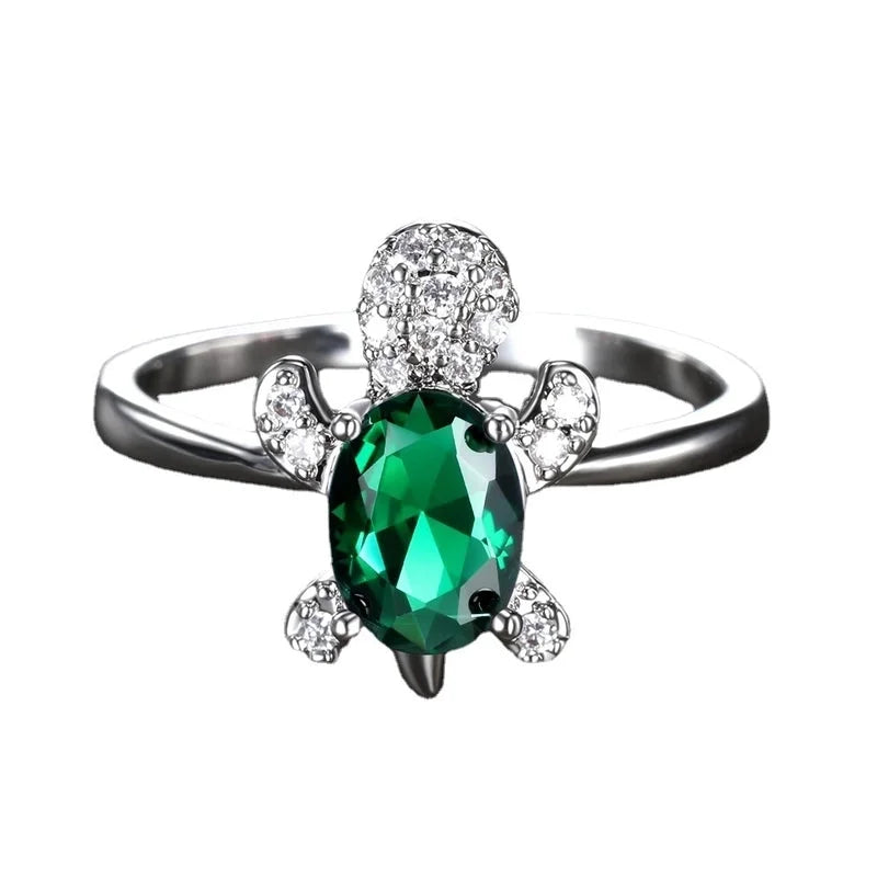 Minimalist Animal Copper Plating Inlay Artificial Gemstones Rings