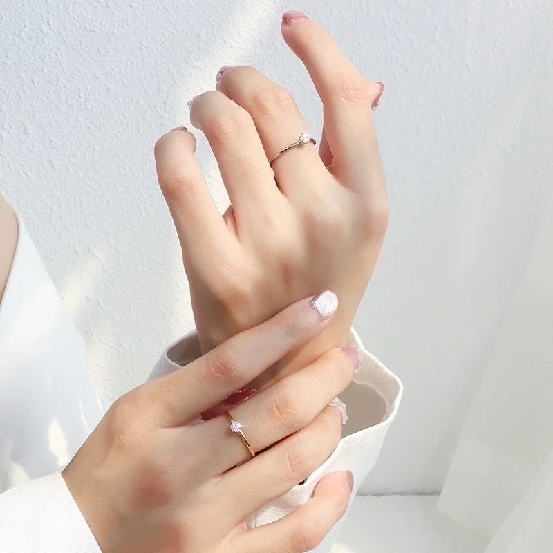 Fashion Geometric 304 Stainless Steel Zircon 18K Gold Plated Plating Rings