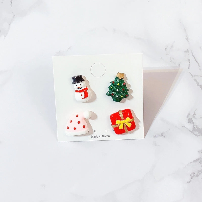 Spot Cartoon Acrylic Christmas Brooch Badge Snowman Elk Christmas Tree Collar Pin Set Corsage