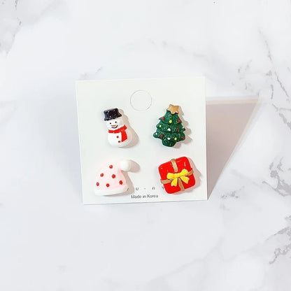 Spot Cartoon Acrylic Christmas Brooch Badge Snowman Elk Christmas Tree Collar Pin Set Corsage