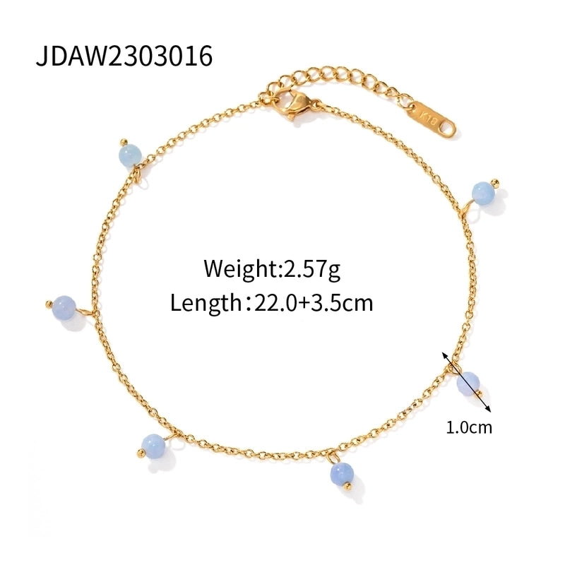 Minimalist Round Tassel 304 Stainless Steel Plating Anklet