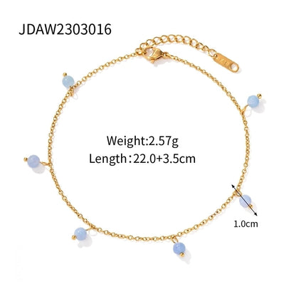 Minimalist Round Tassel 304 Stainless Steel Plating Anklet