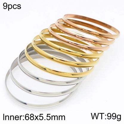 Minimalist Round Stainless Steel 18K Gold Plated Bangle In Bulk