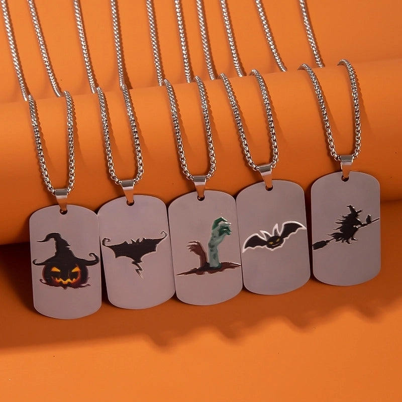 Minimalist Classic Style Halloween Pattern 304 Stainless Steel Pendant Necklace