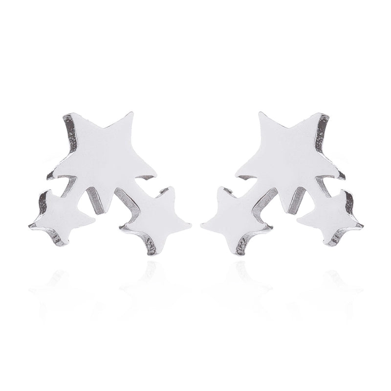 Minimalist Triangle Moon Coconut Tree Stainless Steel Asymmetrical Plating Ear Studs 1 Pair