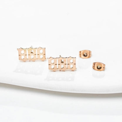 1 Pair Minimalist Number Plating Hollow Out 304 Stainless Steel 18K Gold Plated Ear Studs