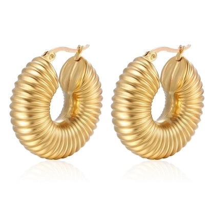 1 Pair Fashion Solid Color Plating 304 Stainless Steel 18K Gold Plated Earrings