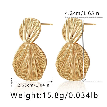 1 Piece Retro Vintage Style Modern Style Double Heart Circle Heart Shape Pleated Copper 18K Gold Plated Drop Earrings