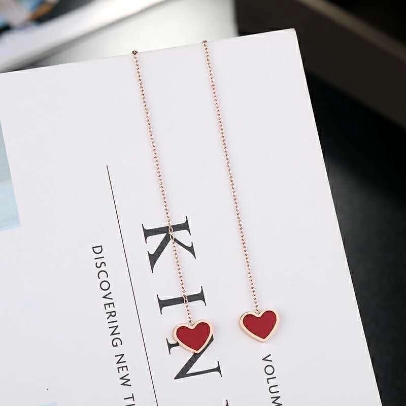 2 Pieces Elegant Star Tassel Heart Shape Inlay Alloy Artificial Pearls Rhinestones Glass Earrings