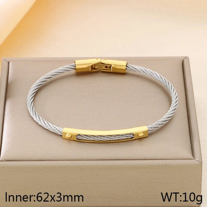 Vintage Style Geometric 304 Stainless Steel 18K Gold Plated Bangle In Bulk