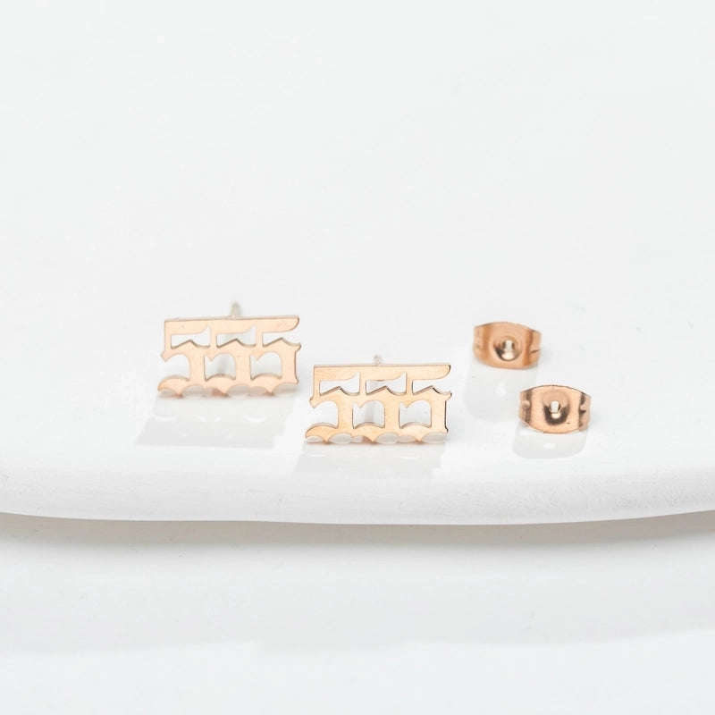 1 Pair Minimalist Number Plating Hollow Out 304 Stainless Steel 18K Gold Plated Ear Studs