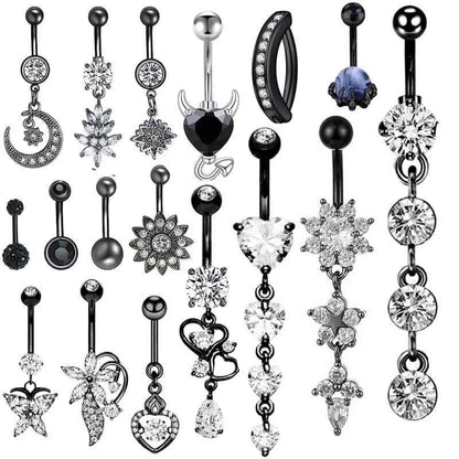 1 Piece Belly Rings Minimalist Classic Style Solid Color 304 Stainless Steel Inlay Zircon Belly Rings