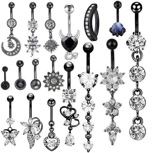 1 Piece Belly Rings Minimalist Classic Style Solid Color 304 Stainless Steel Inlay Zircon Belly Rings