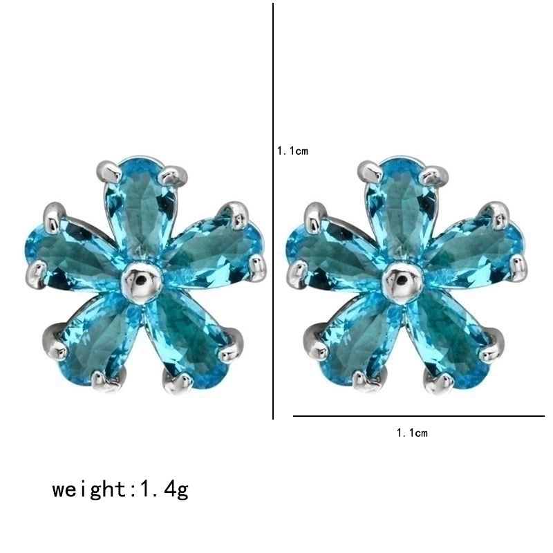 1 Pair Minimalist Flower Plating Inlay Copper Zircon White Gold Plated Ear Studs