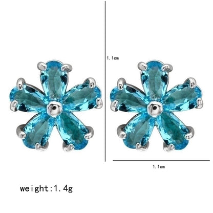 1 Pair Minimalist Flower Plating Inlay Copper Zircon White Gold Plated Ear Studs