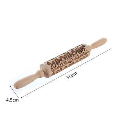 Christmas Cute Christmas Tree Snowflake Elk Wood Rolling Pin 1 Piece