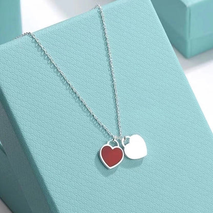 Casual Minimalist Heart Shape Copper Enamel Pendant Necklace