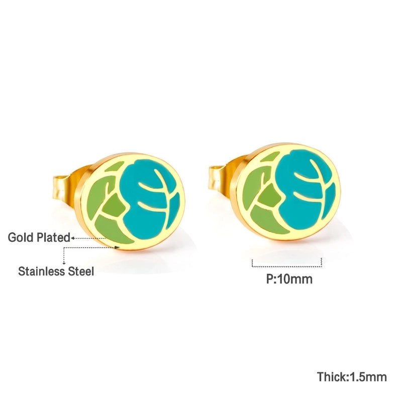 Cute Pumpkin Pineapple Stainless Steel Ear Studs 1 Pair