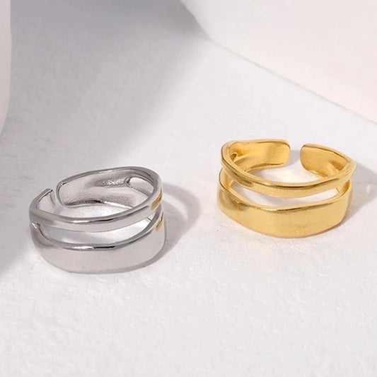 Minimalist Geometric Stainless Steel Hollow Out Open Ring 1 Piece