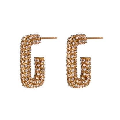 1 Pair Fashion Geometric Plating 304 Stainless Steel Zircon 18K Gold Plated Earrings