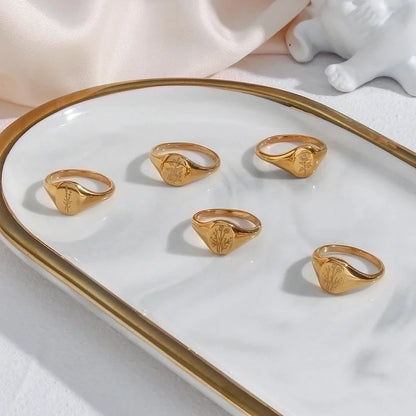 Fashion Flower Stainless Steel Rings Gold Plated Stainless Steel Rings