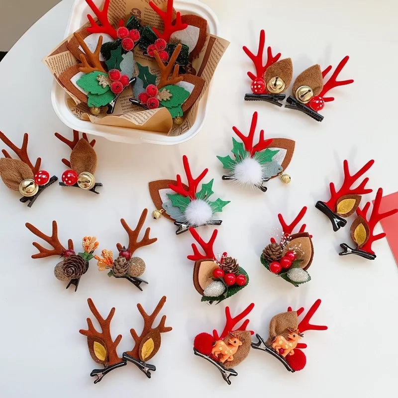 Christmas Cute Women's Christmas Tree Santa Claus Snowman Sequins Plush Hair Clip