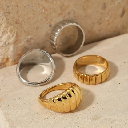 3 Pieces Casual Solid Color 316 Stainless Steel 16K Gold Plated White Gold Plated Gold Plated Plating Rings