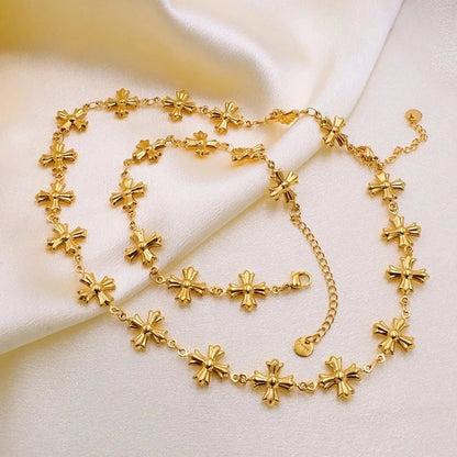 Retro Vacation Geometric Cross Titanium Steel Bracelets Necklace