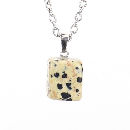 Minimalist Geometric Natural Stone Ferroalloy Knitting Pendant Necklace