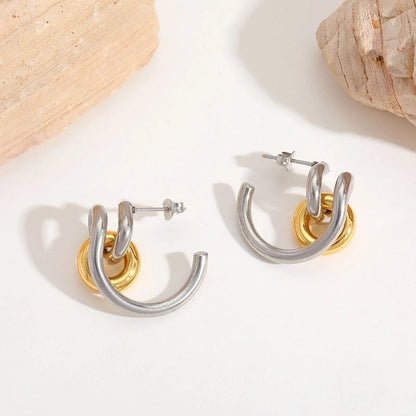 1 Pair Casual Basic Minimalist Irregular Round Heart Shape Mixed Metal 304 Stainless Steel 18K Gold Plated Ear Studs