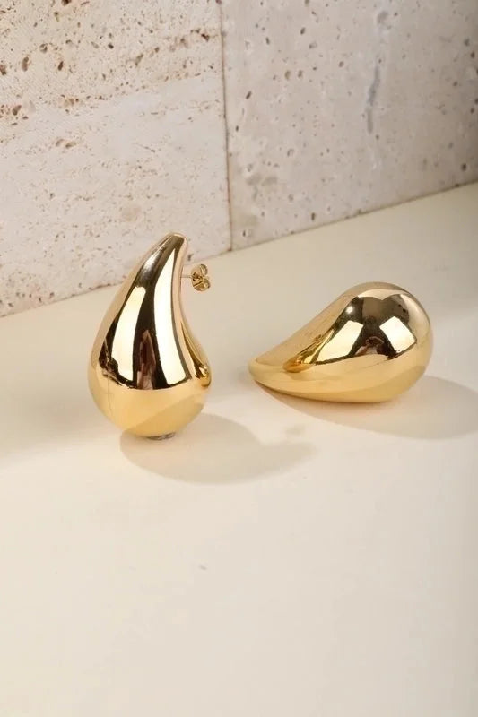 1 Pair Classic Style Water Droplets Plating 304 Stainless Steel Titanium Steel 18K Gold Plated Ear Studs