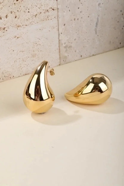 1 Pair Classic Style Water Droplets Plating 304 Stainless Steel Titanium Steel 18K Gold Plated Ear Studs