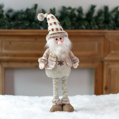 2 Pieces Christmas Window Display Scene Decoration Christmas Snowman Old Man Telescopic Doll Figurine