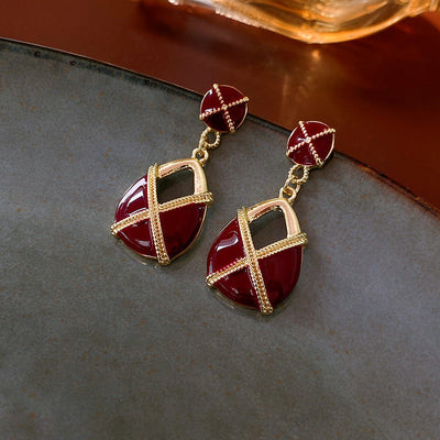 2 Pieces Mid-century Modern Round Geometric Copper Electroplating Earrings