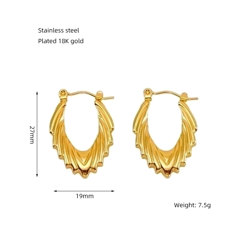 1 Pair Elegant Solid Color Plating Stainless Steel Titanium Steel 18K Gold Plated Earrings