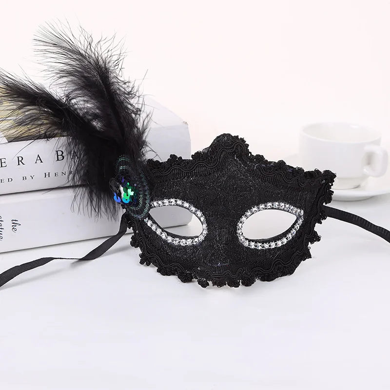 Venice Little Hat With Side Feather Mask Little Princess Beauty Mask Festival Party Stage Performance