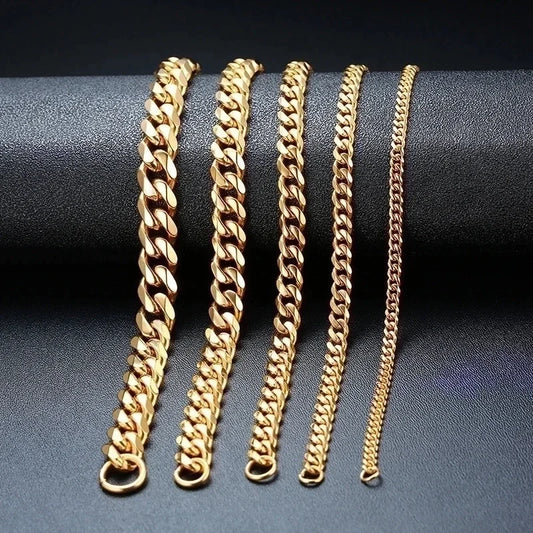 Retro Solid Color Titanium Steel Gold Plated Bracelets In Bulk