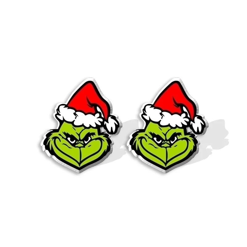 5 Pieces Cute Cartoon Christmas Hat Christmas Tree Arylic Epoxy Christmas Women's Earrings 1 Pair