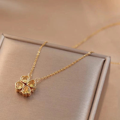 Minimalist Heart Shape Titanium Steel Inlay Rhinestones Women\'s Pendant Necklace