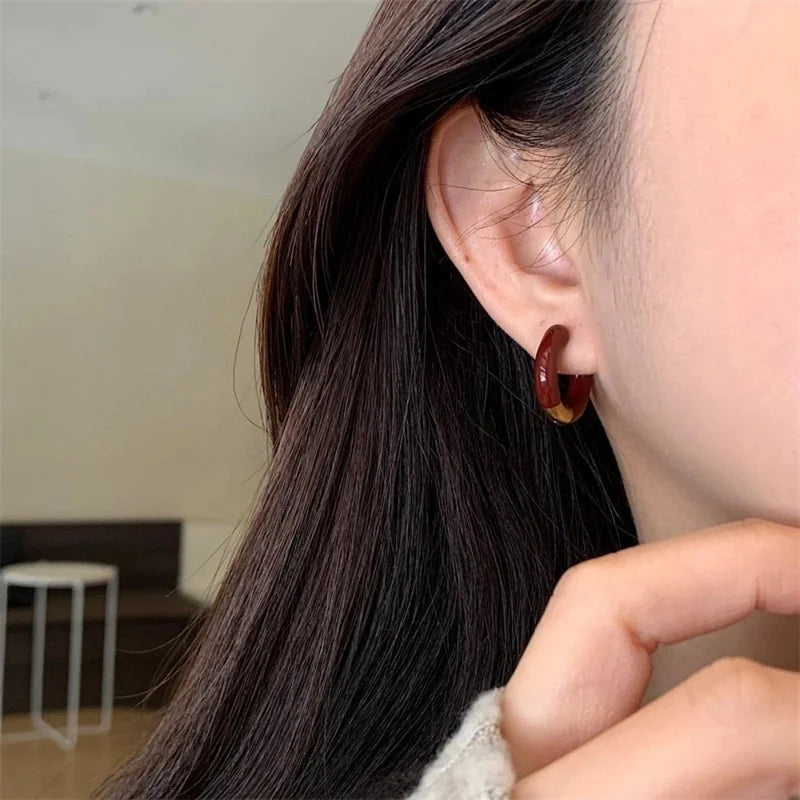 1 Pair Minimalist Circle Plating 304 Stainless Steel Silica Gel 18K Gold Plated Hoop Earrings