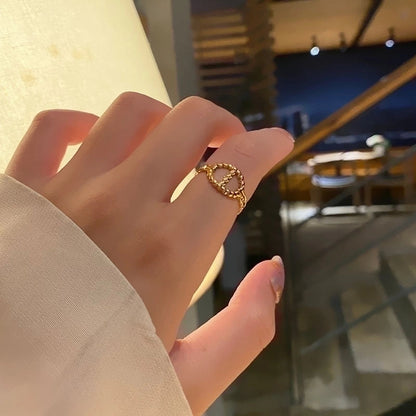 Titanium Steel 18K Gold Plated Minimalist Plating Metal Geometric Titanium Steel Open Ring