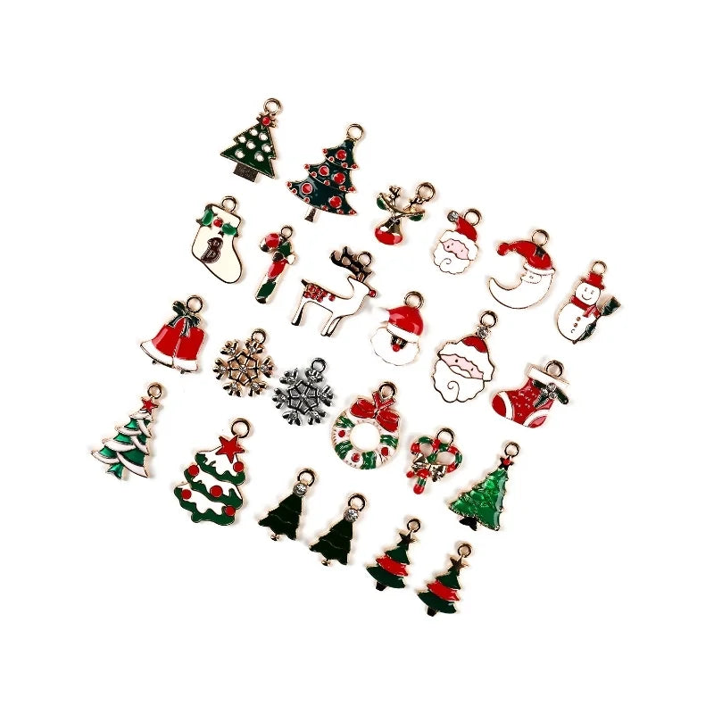 10 PCS/Package Zinc Alloy Christmas Tree Santa Claus Christmas Socks Pendant Jewelry Accessories