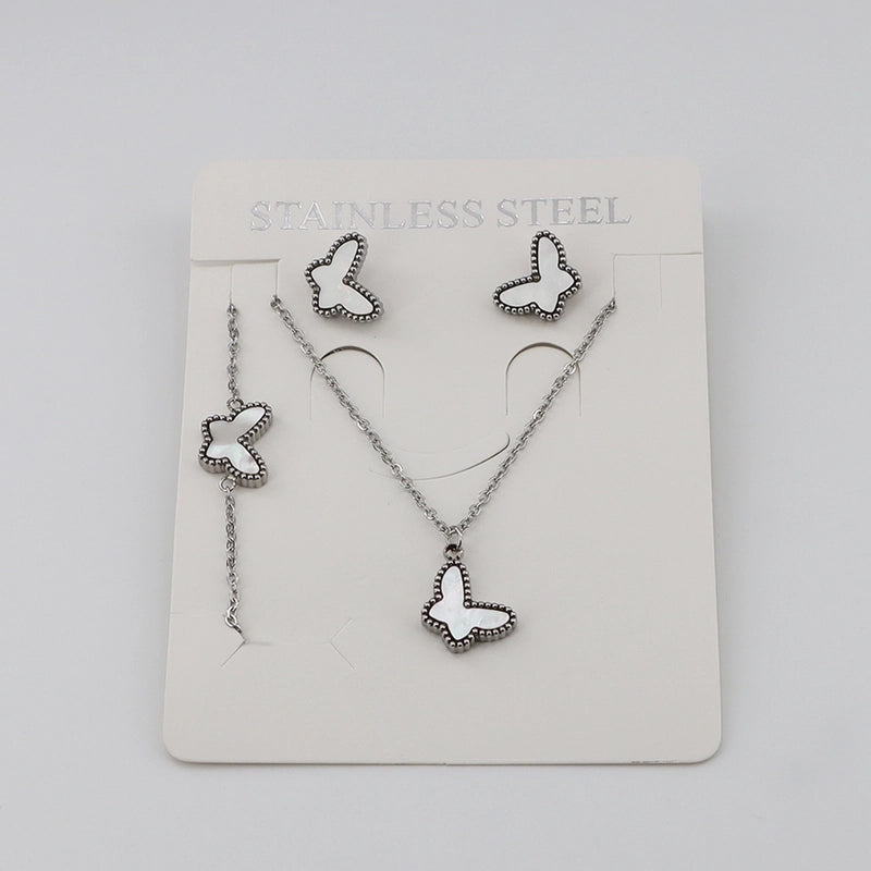 3 Pieces Casual Sweet Classic Style Butterfly 304 Stainless Steel Gold Plated Bracelets Earrings Necklace